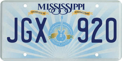 MS license plate JGX920