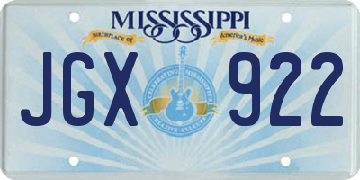 MS license plate JGX922
