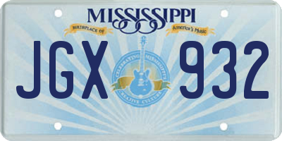MS license plate JGX932