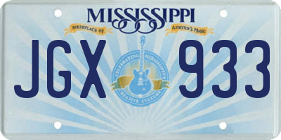 MS license plate JGX933