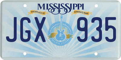 MS license plate JGX935