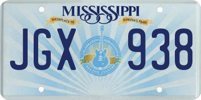 MS license plate JGX938