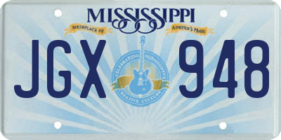MS license plate JGX948