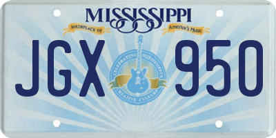 MS license plate JGX950