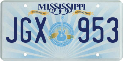 MS license plate JGX953
