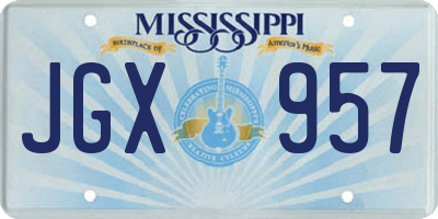 MS license plate JGX957