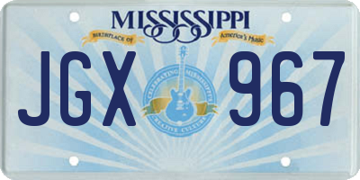 MS license plate JGX967