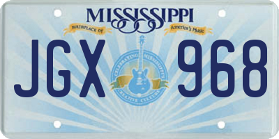 MS license plate JGX968
