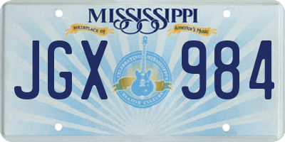 MS license plate JGX984