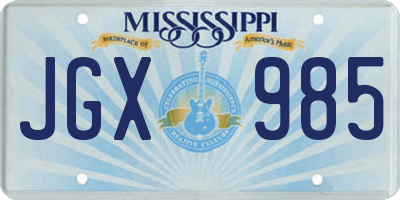 MS license plate JGX985