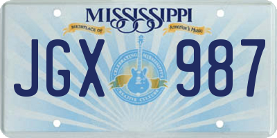 MS license plate JGX987