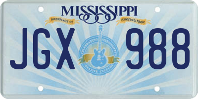 MS license plate JGX988