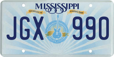 MS license plate JGX990
