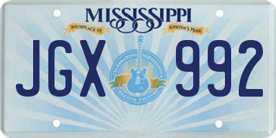 MS license plate JGX992