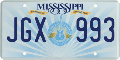 MS license plate JGX993