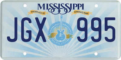 MS license plate JGX995