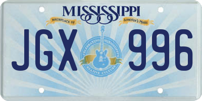 MS license plate JGX996