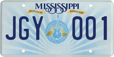 MS license plate JGY001