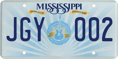 MS license plate JGY002