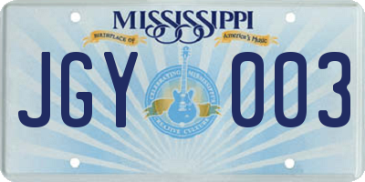 MS license plate JGY003
