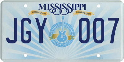 MS license plate JGY007