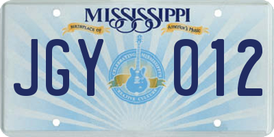MS license plate JGY012