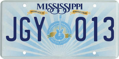 MS license plate JGY013