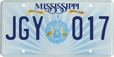 MS license plate JGY017