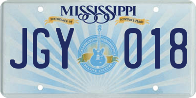 MS license plate JGY018