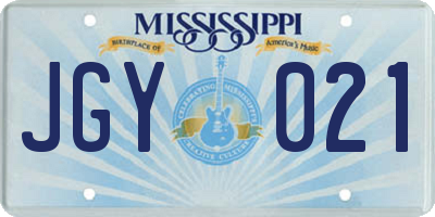 MS license plate JGY021