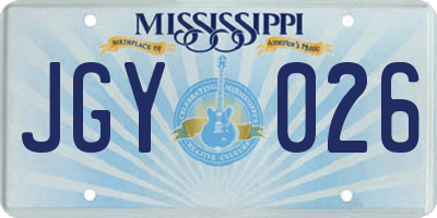 MS license plate JGY026