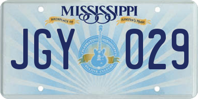 MS license plate JGY029