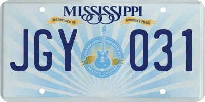 MS license plate JGY031