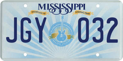 MS license plate JGY032