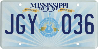 MS license plate JGY036