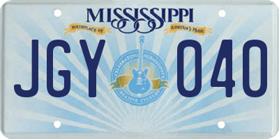 MS license plate JGY040