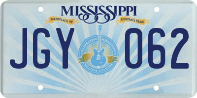 MS license plate JGY062