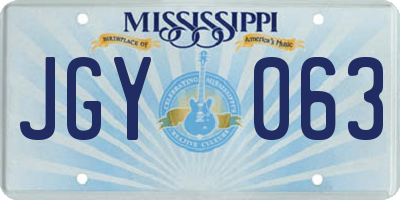 MS license plate JGY063