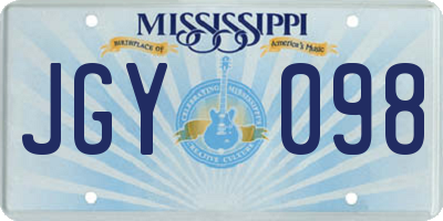 MS license plate JGY098