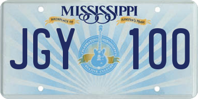 MS license plate JGY100