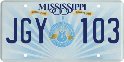 MS license plate JGY103