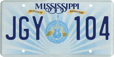 MS license plate JGY104