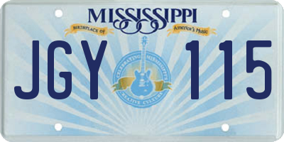 MS license plate JGY115