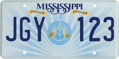 MS license plate JGY123