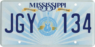 MS license plate JGY134