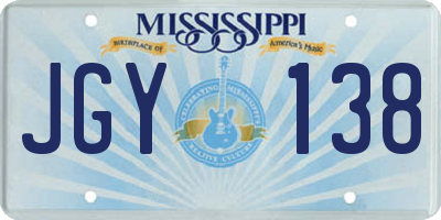 MS license plate JGY138