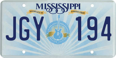 MS license plate JGY194