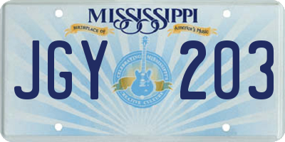 MS license plate JGY203