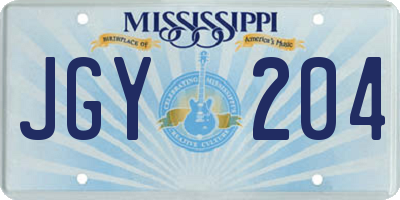 MS license plate JGY204