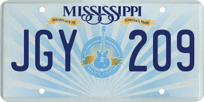 MS license plate JGY209